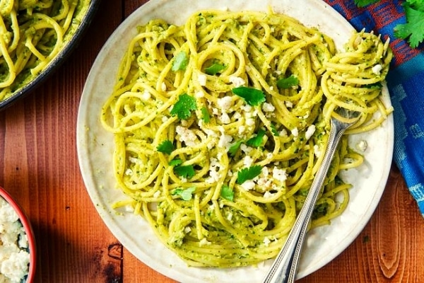 como hacer espagueti verde